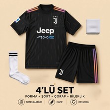 Andream Juventus Cr7 Ronaldo Çocuk Futbol Forması Forma Şort Çorap Bileklik 4 Parça