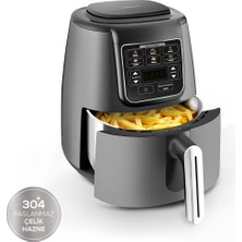 Özbience Air Pro Cook Köz Steel Xl Çelik Hazneli Airfryer, 4l, Space Gray