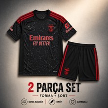 Andream Benfica Kerem Aktürkoğlu Çocuk Futbol Forması Forma Şort 2 Parça Siyah