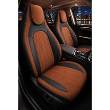 Trobus Volkswagen Passat B8 Kasa 2015 ve Sonrası Bel Destekli Tay Tüyü Koltuk Kılıfı Tokyo Serisi Taba Siya