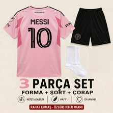 Andream Inter Miami Lionel Messi Pembe Çocuk Futbol Forması Forma Şort Çorap 3 Parça