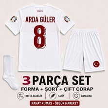 Andream Arda Güler Türkiye Milli Takım Beyaz Çocuk Futbol Forması Forma Şort Çorap 3 Parça