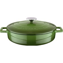 Dora Shopping Metal Döküm Çok Amaçlı Yayvan Tencere, Trendy, 28 Cm, 3.51 L Hacim, Yeşil