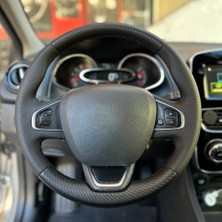 İmza Direksiyon Kılıfı Clio 4 Faz 2 Araca Özel Direksiyon Kılıfı Nokta Karbon Siyah Ipli