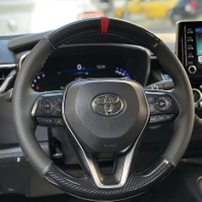 İmza Direksiyon Kılıfı Toyota Corolla 2020-2026 Araca Özel Direksiyon Kılıfı 5d Kristal Karbon Soft Nokta