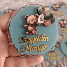 PremiumPort Yeşil Balonlu Ayıcık Bebek Magnetleri 10'lu Kişiye Özel Hediyelik