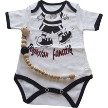 PremiumPort Yenidoğan Unisex Bebek Siyah Beyaz Badi ve Isimli Emzik Askısı Seti
