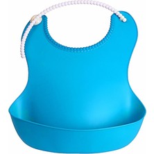 N&M Store Bebek Mama Önlüğü Dökülme Engelleyici Bükülebilir Yıkanabilir Silikon Mama Örtüsü Mavi