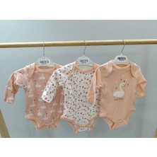 PremiumPort Kız Bebek Uzun Kollu Body Seti, Kuğu Deseni, Yumuşak ve Rahat Tasarım