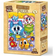 Özbience Renkli Ahşap 16 Parça Çocuk Puzzle Seti, Eğlenceli ve Öğretici Oyun