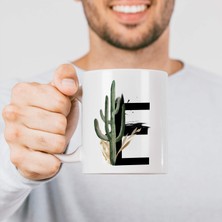 Dora Shopping E Harfi Baskılı Desenli Dekoratif Baş Harf Baskılı Kupa Bardak E Harfli Bardağı