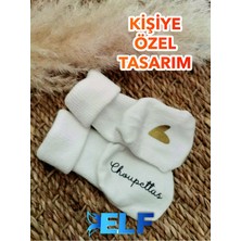 PremiumPort Kişiye Özel Yeni Doğan Bebek Çorap Yazılı 1 Çift, Sevimli ve Renkli