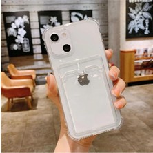 Dora Shopping & iPhone 14 ile Uyumlu Şeffaf Kartlıklı Antishock Darbeye Dayanıklı Kamera Korumalı Yumuşak Silikon