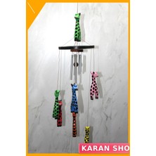 Özbience Ahşap Zürafa Figürlü Rüzgar Çanı Dekoratif Süs