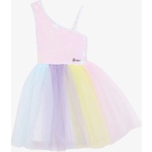 Barbie Çok Renkli Kız Çocuk Payetli Abiye Elbise BRB5SG-ELB6001