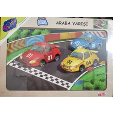 Özbience Renkli Ahşap Araba Puzzle, Çocuklar Için Eğlenceli ve Öğretici Oyun
