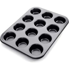 Dora Shopping Muffin Kek Kabı Cupcake Fırın Tepsisi – Yapışmaz Metal Hamur, 12 Gözlü Muffin Kabı, Cup Cake Pişirme