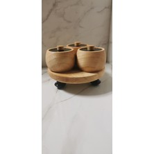 Özbience 3'lü Ahşap Kapaklı Dışbudak Sunum Seti, Baharat ve Şekerlikler