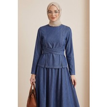 Moda Morfo Yuvarlak Yaka Beli Çapraz Bağcıklı Etekli Tensel Takım -Laci