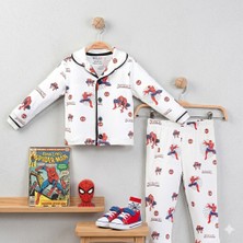 Kız Erkek Unisex Lüx Alt-Üst 2 Parça Örümcek Adam Desenli Canlı Pamuklu Pijama Takımı