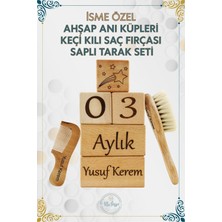 PremiumPort Doğal Ahşap Anne Bebek Anı Küpü ve Keçi Kılı Tarak Seti, 7 Parça