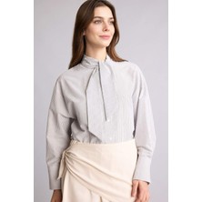 DeFacto Relax Fit Çizgili Poplin Uzun Kollu Tunik H4225AX26SP