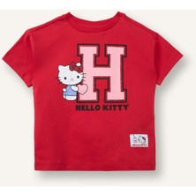 DeFacto %100 Pamuk Hello Kitty Penye Kısa Kollu Tişört Kız Bebek H4860A526SM