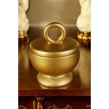 Özbience Altın Renk Kapaklı Şekerlik ve Kurabiyelik, Şık ve Şeffaf Tasarım