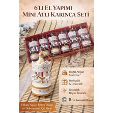 PremiumPort Mini Atlı Karınca 6'lı Set Ahşap Nostaljik Dekoratif Süs