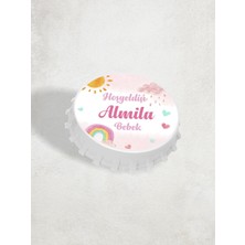 PremiumPort Kişiye Özel Gökkuşağı Temalı Bebek Hediyeliği Magnet 6-8 cm