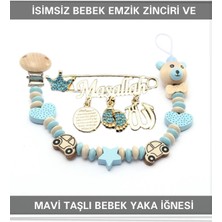 PremiumPort Bebek Emzik Zinciri ve Mavi Taşlı Yaka Iğnesi, Güvenli ve Şık Tasarım
