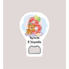 PremiumPort 8 Yaş Rakamlı Ayıcık Temalı Balon Açacak Magnet + Jelatin Paket Hediye