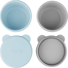 Die Grup Oioi Silikon Kapaklı Mini Kase 2'li Mini Bites Mineral Blue / Powder Grey