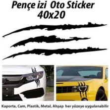 Monster Canavar Pençe Izi Uzun Siyah Far Sticker - Araba Etiket, Çıkartma - Aksesuar -Modifiye -Arma