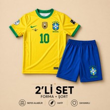 Andream Brezilya Neymar Çocuk Futbol Forması Forma Şort 2 Parça