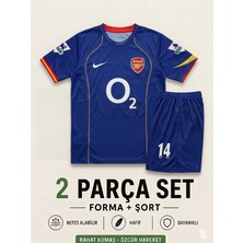 Andream Arsenal Henry Çocuk Futbol Forması Forma Şort 2 Parça Mavi