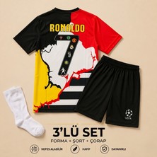 Andream Cristiano Ronaldo Cr7 Özel Tasarım Çocuk Futbol Forması Forma Şort Çorap 3 Parça