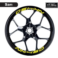 Sarı Cfmoto 450NK Yazılı Prim Kalite 8 Li Jant Içi Yazı Sticker