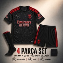 Andream Benfica Kerem Aktürkoğlu Çocuk Futbol Forması Forma Şort Çorap Bileklik 4 Parça Siyah