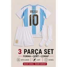 Andream Arjantin Messi Çocuk Futbol Forması Forma Şort Çorap 3 Parça