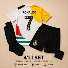 Andream Ronaldo 7 Özel Tasarım Çocuk Futbol Forması Forma Şort Çorap Bileklik 4 Parça