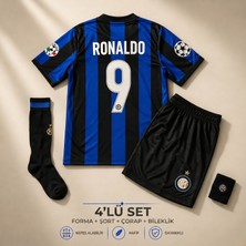 Andream Inter Milan Ronaldo 9 Çocuk Futbol Forması Forma Şort Çorap Bileklik 4 Parça