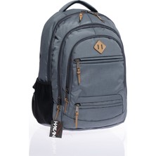 Byhakan Unisex Okul Seyehat Sırt Çantası GK19 Gri Su Geçirmez 15.6 inç Laptop Bölmeli Dayanıklı