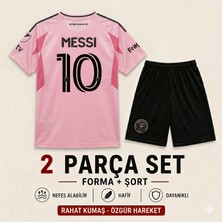 Andream Inter Miami Lionel Messi Pembe Çocuk Futbol Forması Forma Şort 2 Parça