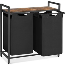 Dora Shopping 2 Bölmeli Çamaşır , Raflı Çamaşır , Çamaşır Kutusu, Çıkarılabilir Kumaş, Metal Çerçeve, Kahverengi/