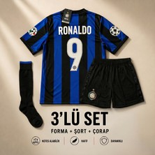 Andream Inter Milan Ronaldo 9 Çocuk Futbol Forması Forma Şort Çorap 3 Parça
