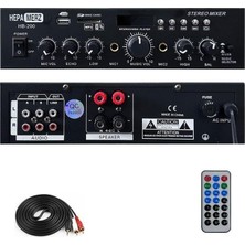 Dora Shopping HB-200 Stereo Mixer Amfi 4-8 Ohm 2 Çıkışlı 2X100W Anfi Bluetooth USB