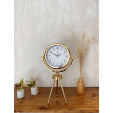 Özgün Adım Gold Metal Mini Tripod Lüks Masa Saati 45×26 cm
