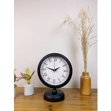 Özgün Adım Siyah Metal Retro Masa Saati 25×20 cm