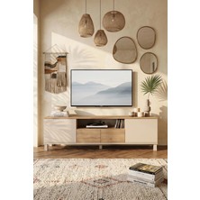 Robin Home Urban Tv Ünitesi Sehpası 2 Kapaklı 2 Çekmeceli Ahşap Ayaklı 180CM Kumsal-Sepet
